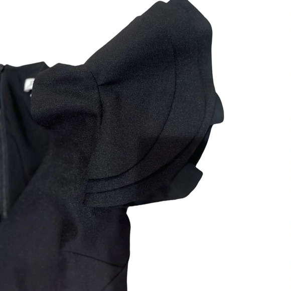 Dana-Maxx Black dress with v neck & ruffle cap sleeves size 2 like-new condition - Picture 4 of 5